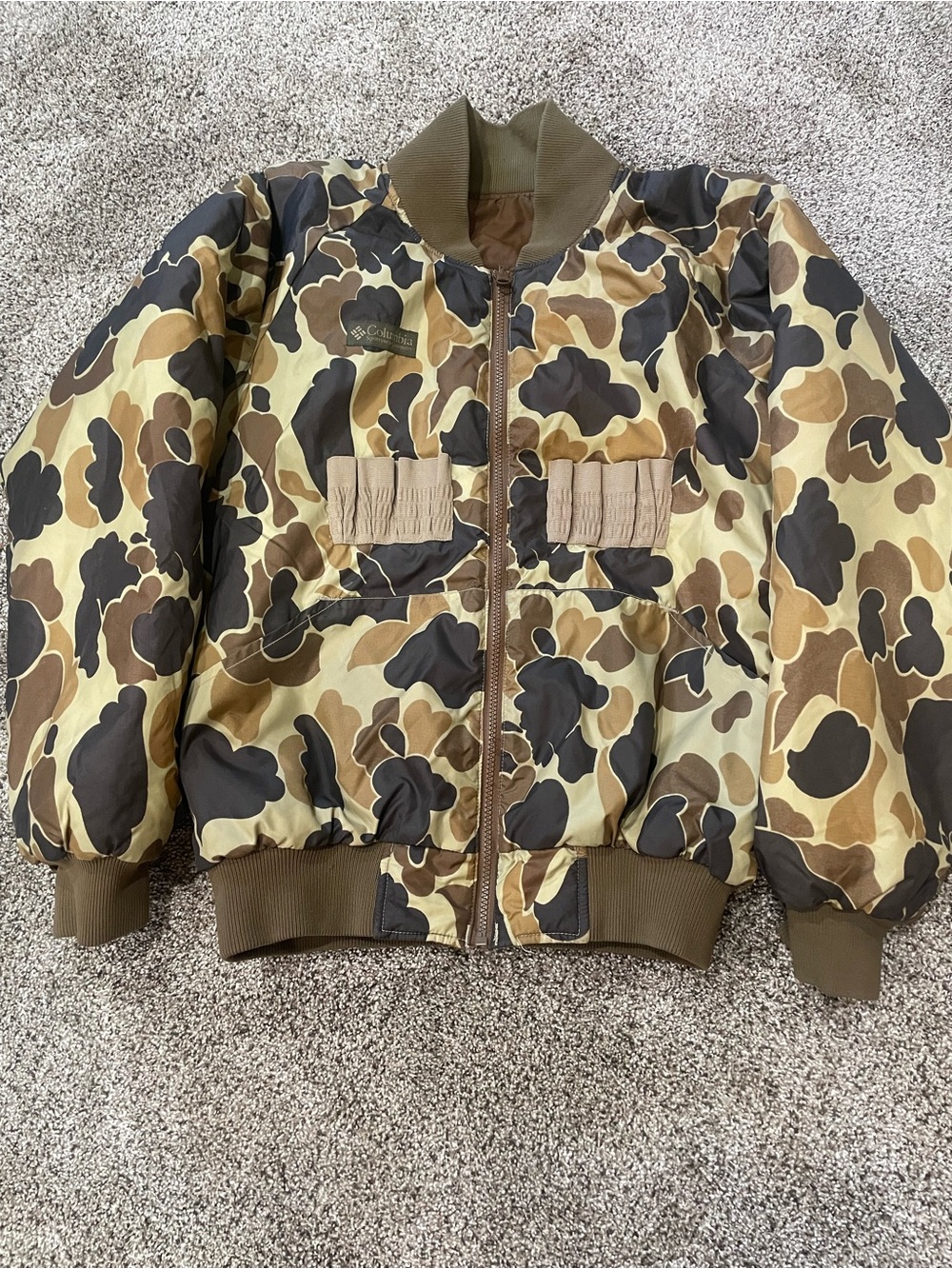 Vintage Columbia reversible Camouflage Bomber Jacket in Olive & Brown